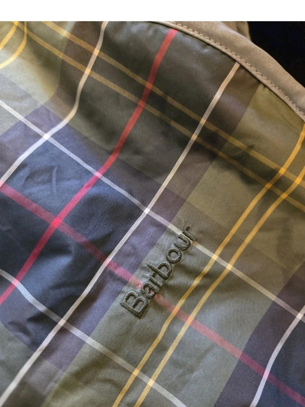 Barbour Plaid & Fleece Reversible Dog Coat - Brown/Green Large